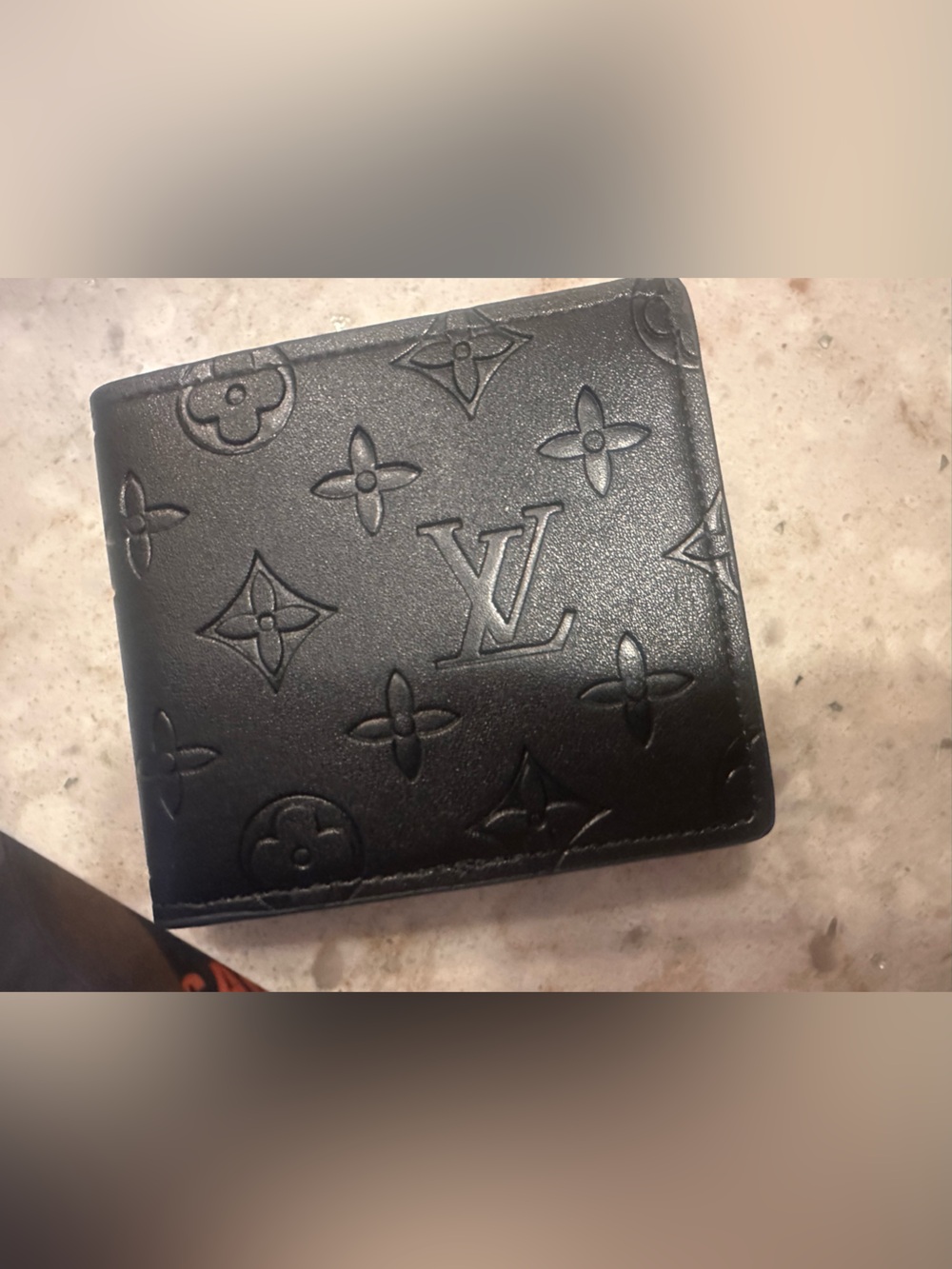 Source Unknown Black Embossed Monogram Bifold Wallet